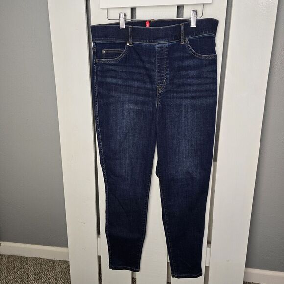 Spanx Ankle Skinny Blue Denim Whiskering Jeans XL Casual Pull On Stretch - Picture 1 of 11